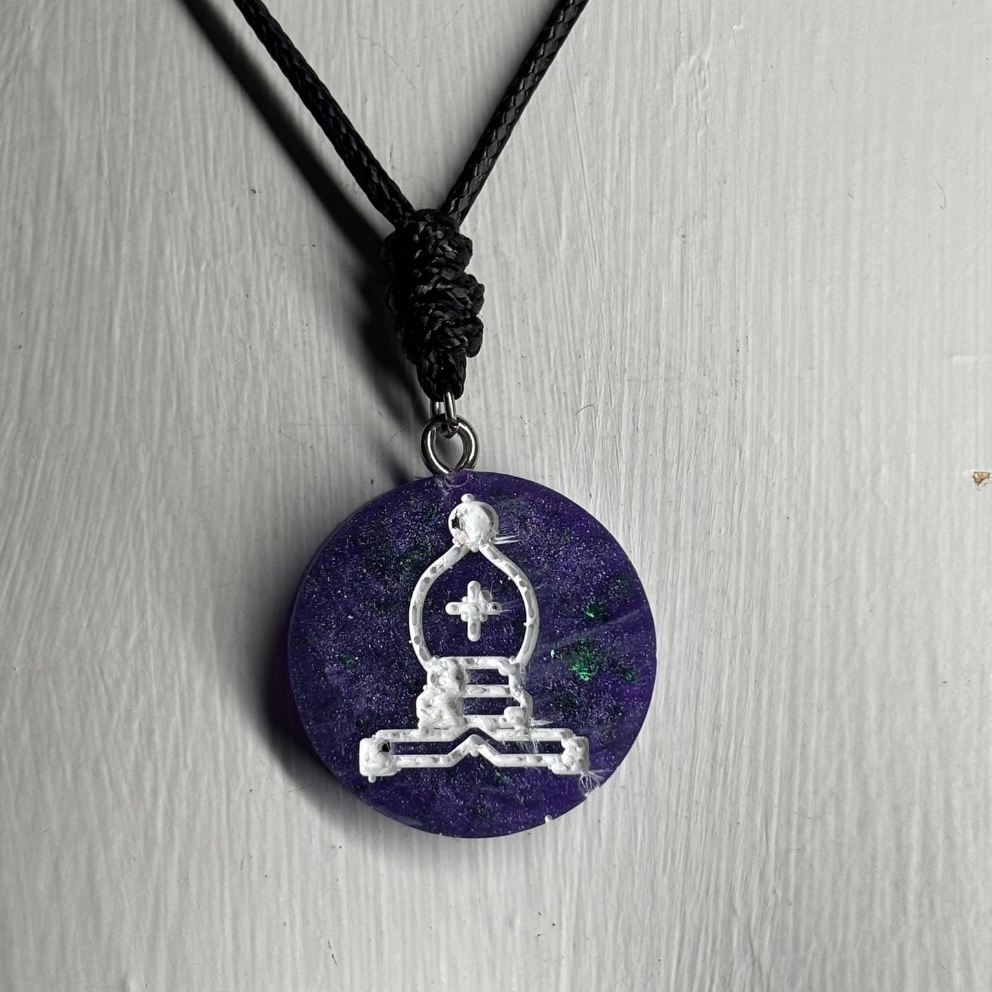 Midnight Purple Bishop - Handmade Resin Chess Necklace