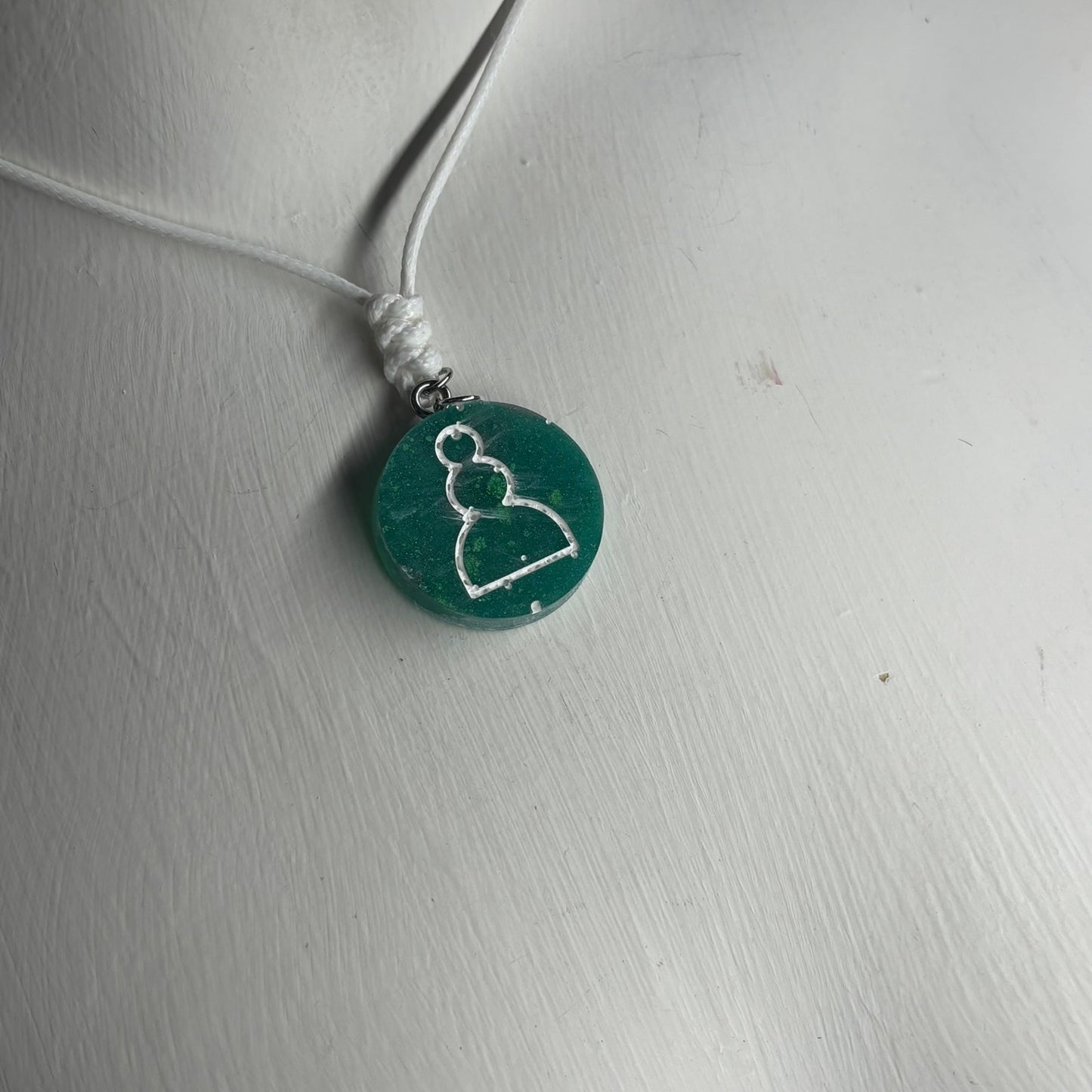 Emerald Green Pawn - Handmade Resin Chess Necklace