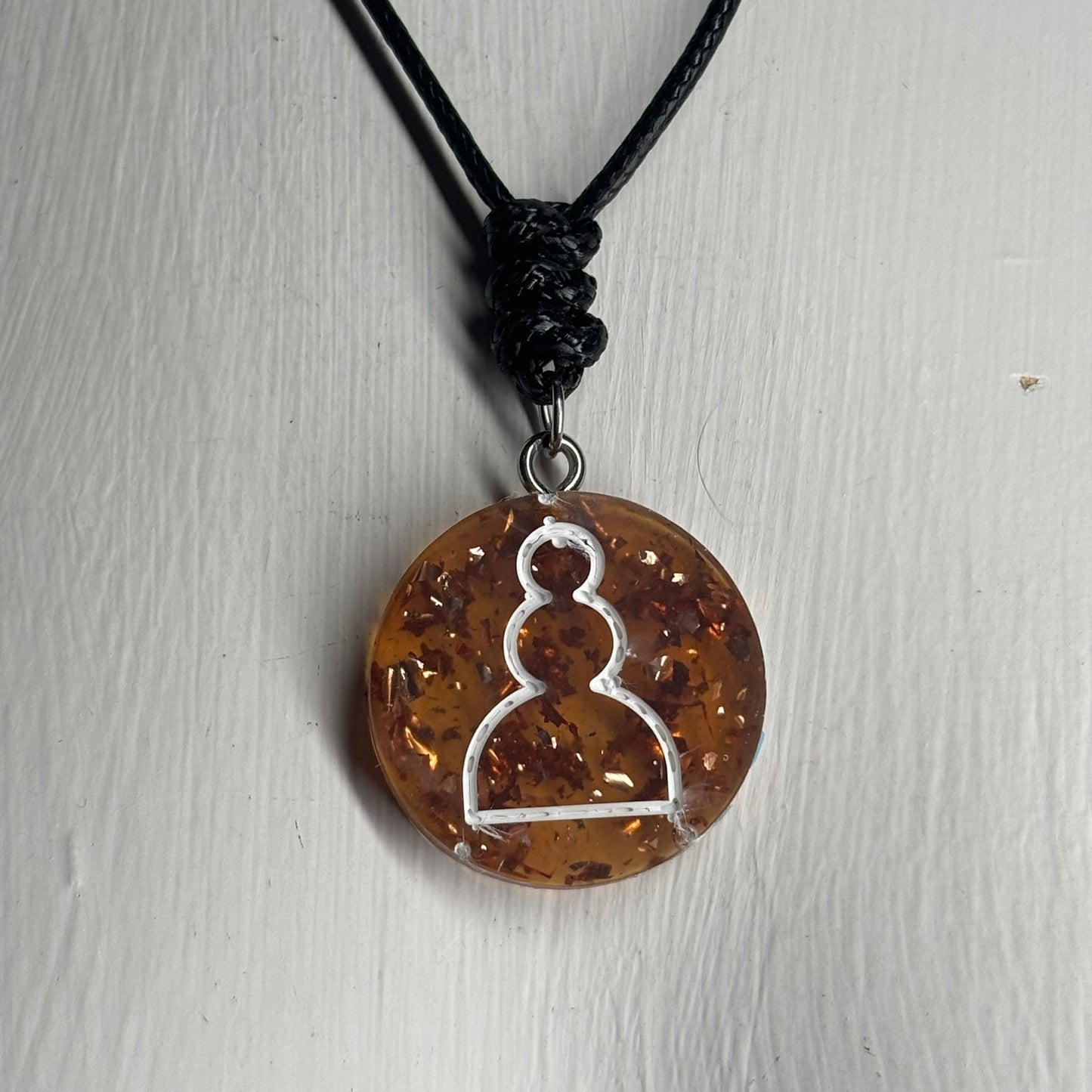 Amber Pawn - Handmade Resin Chess Necklace