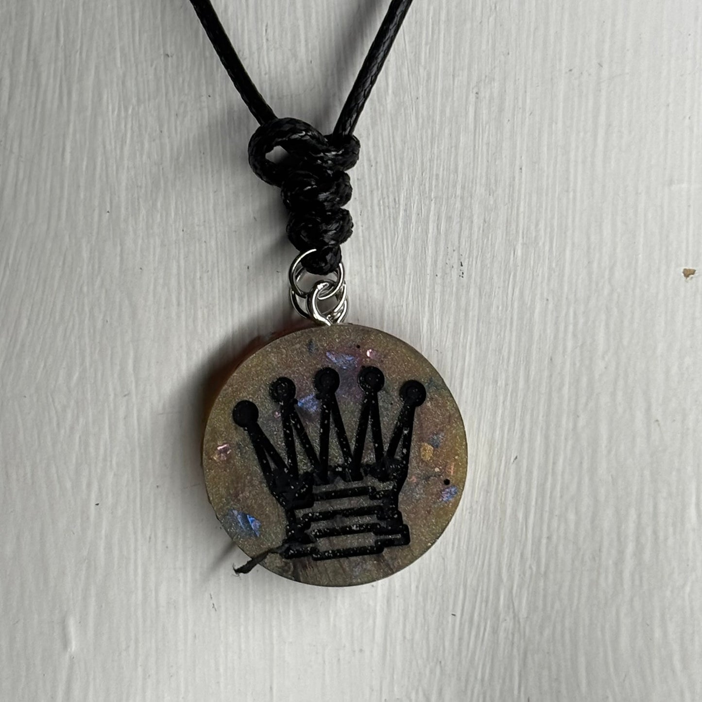 Crystal Yellow/Pink Queen - Handmade Resin Chess Necklace