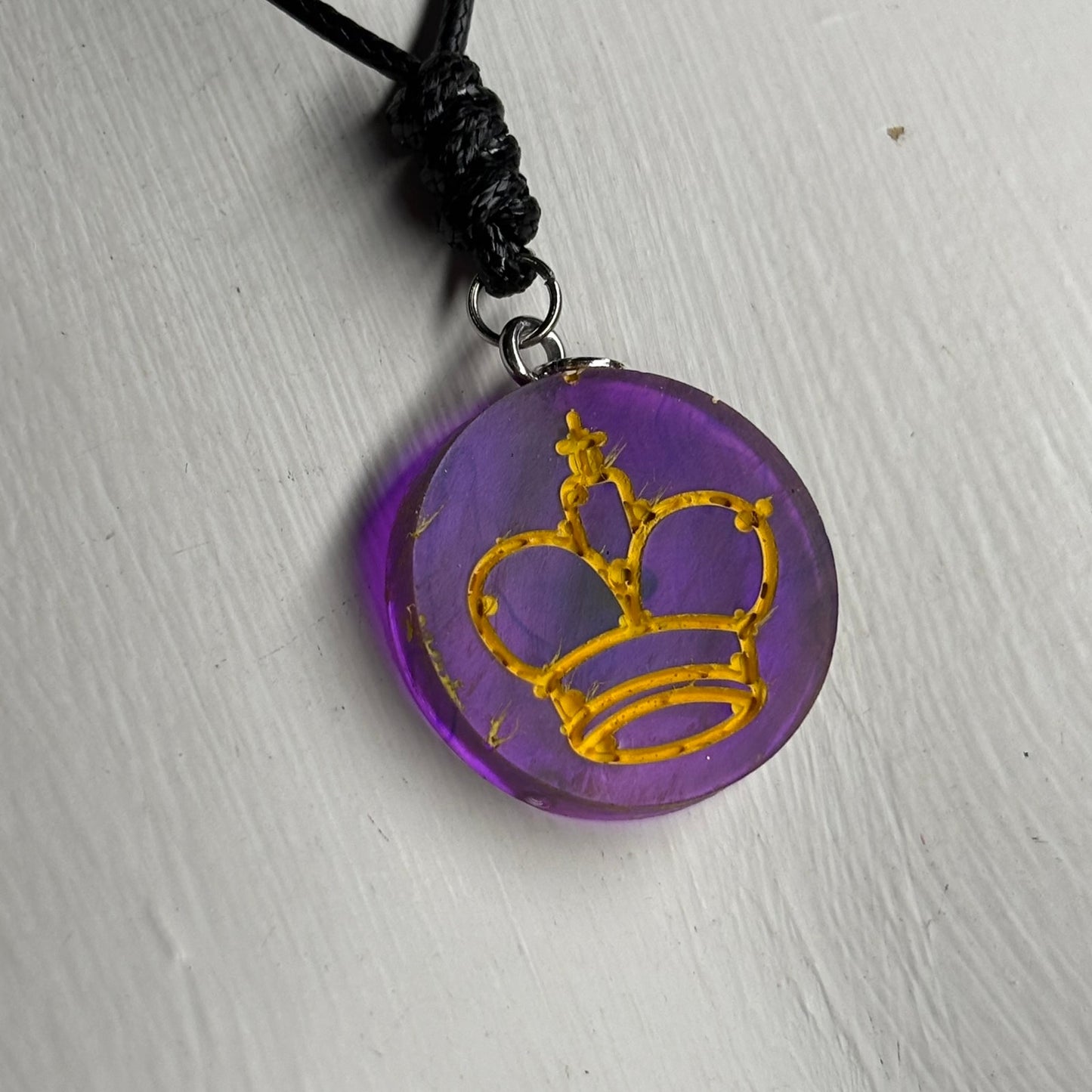 Royal Purple King - Handmade Resin Chess Necklace