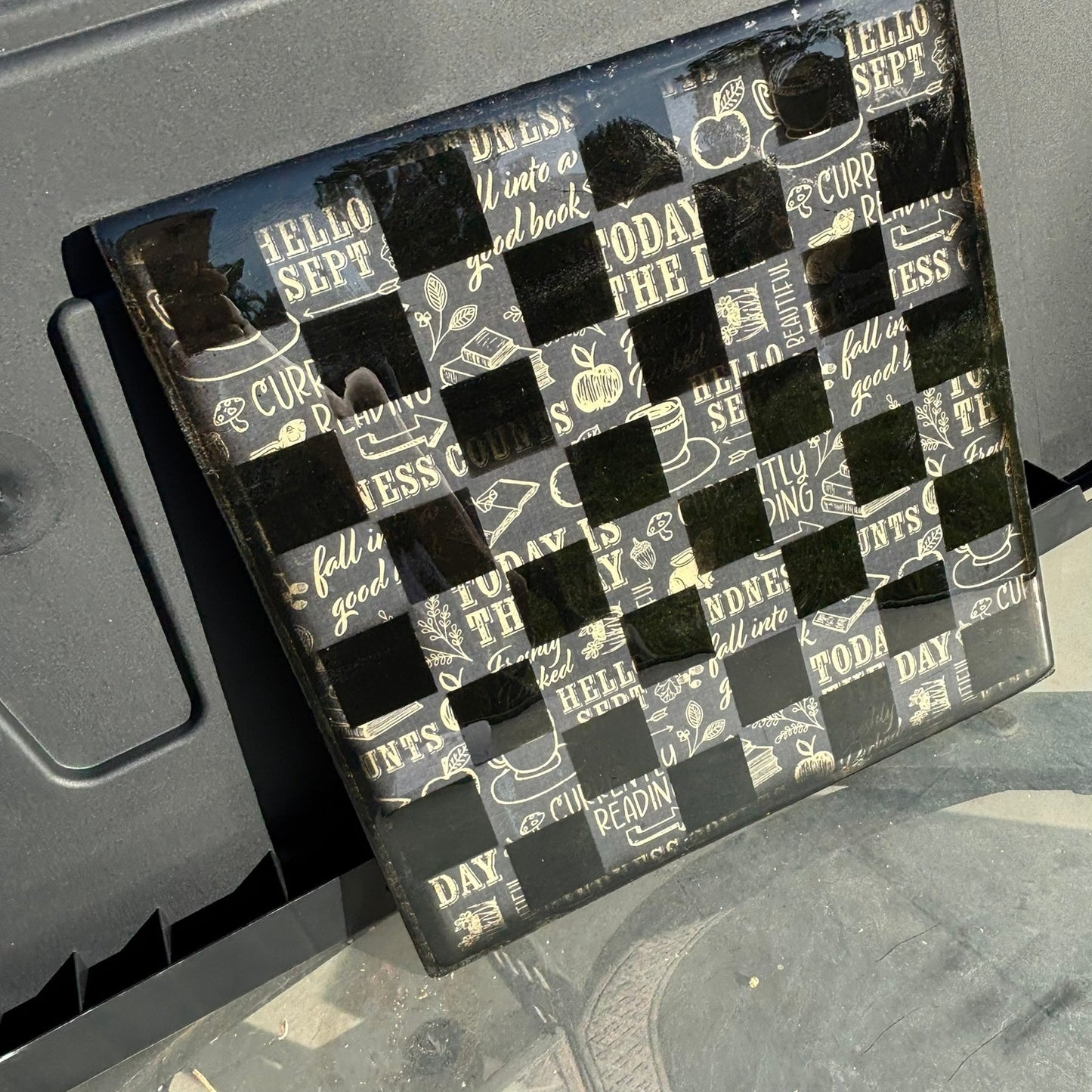 Text Gray Board - Resin Coated Chess Board
