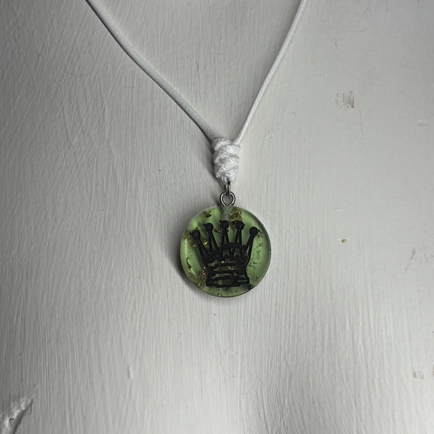 Splendid Green Queen - Handmade Resin Chess Necklace
