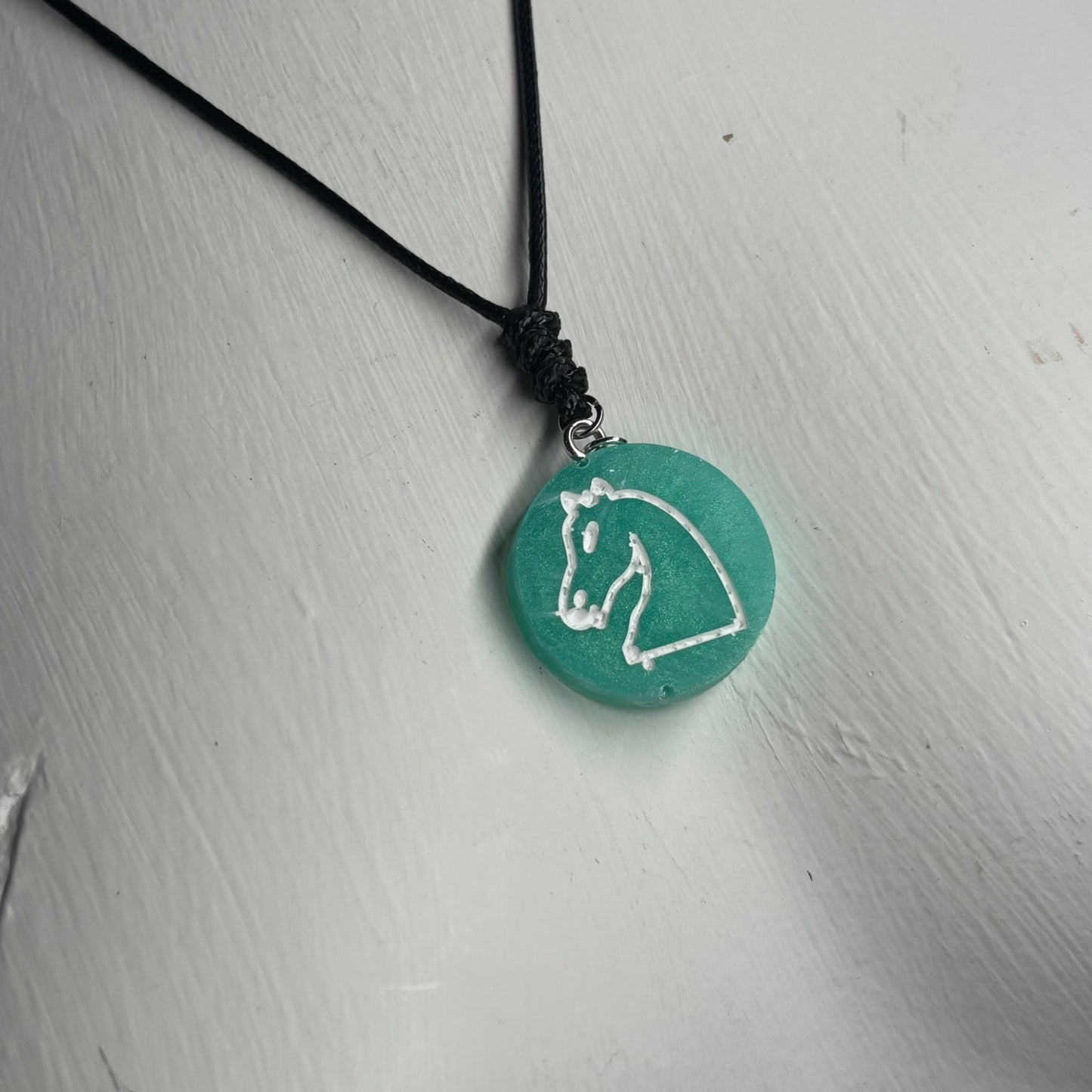 Aqua Knight - Handmade Resin Chess Necklace