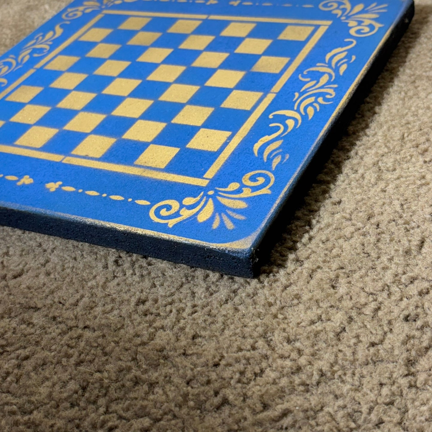 Golden Blue - Painted Chess Board
