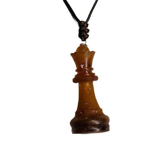 Vintage Orange Queen - Handmade Resin Chess Necklace