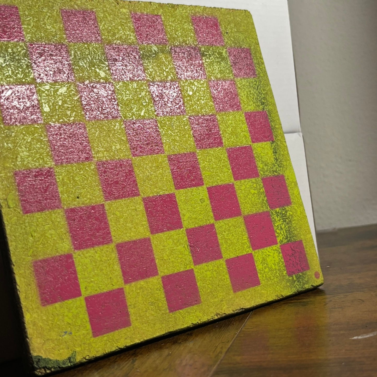 Lime Green Pink - Painted Double Sided Chess Board