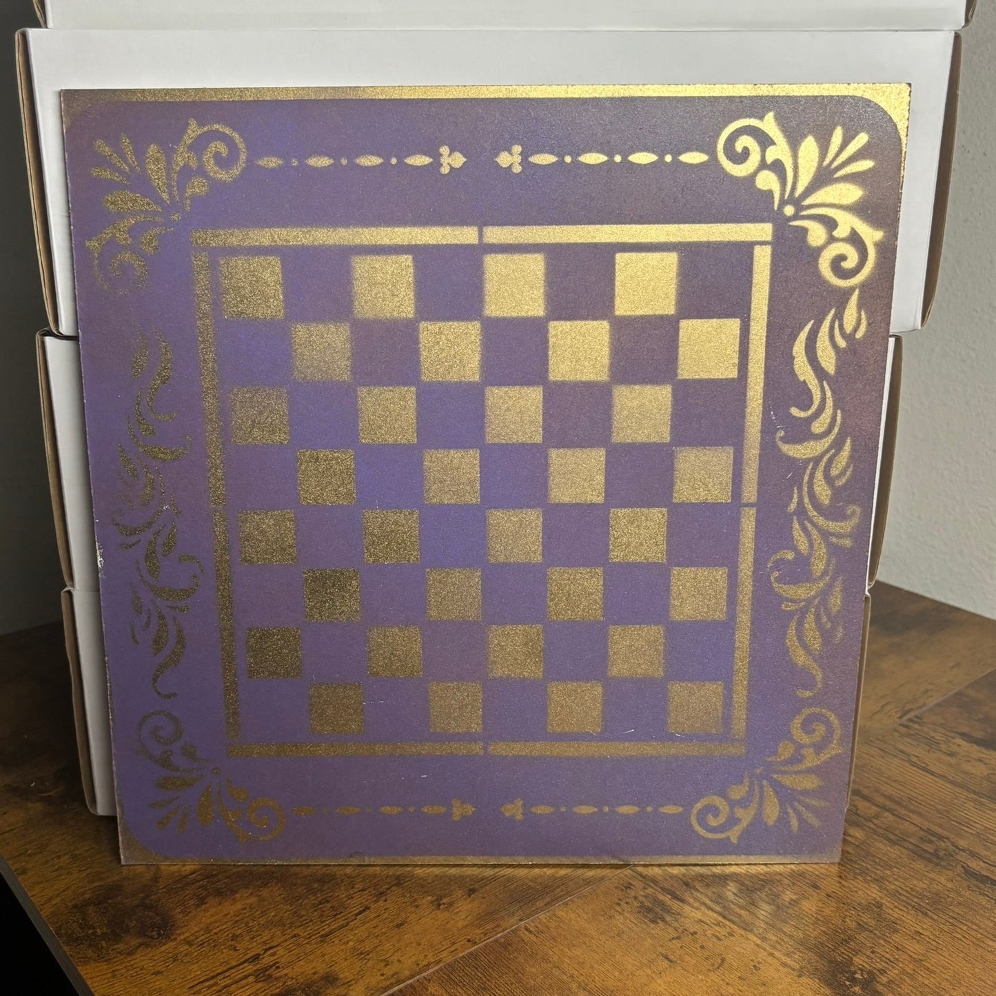 Fading Purple Gold - Painted Chess Board