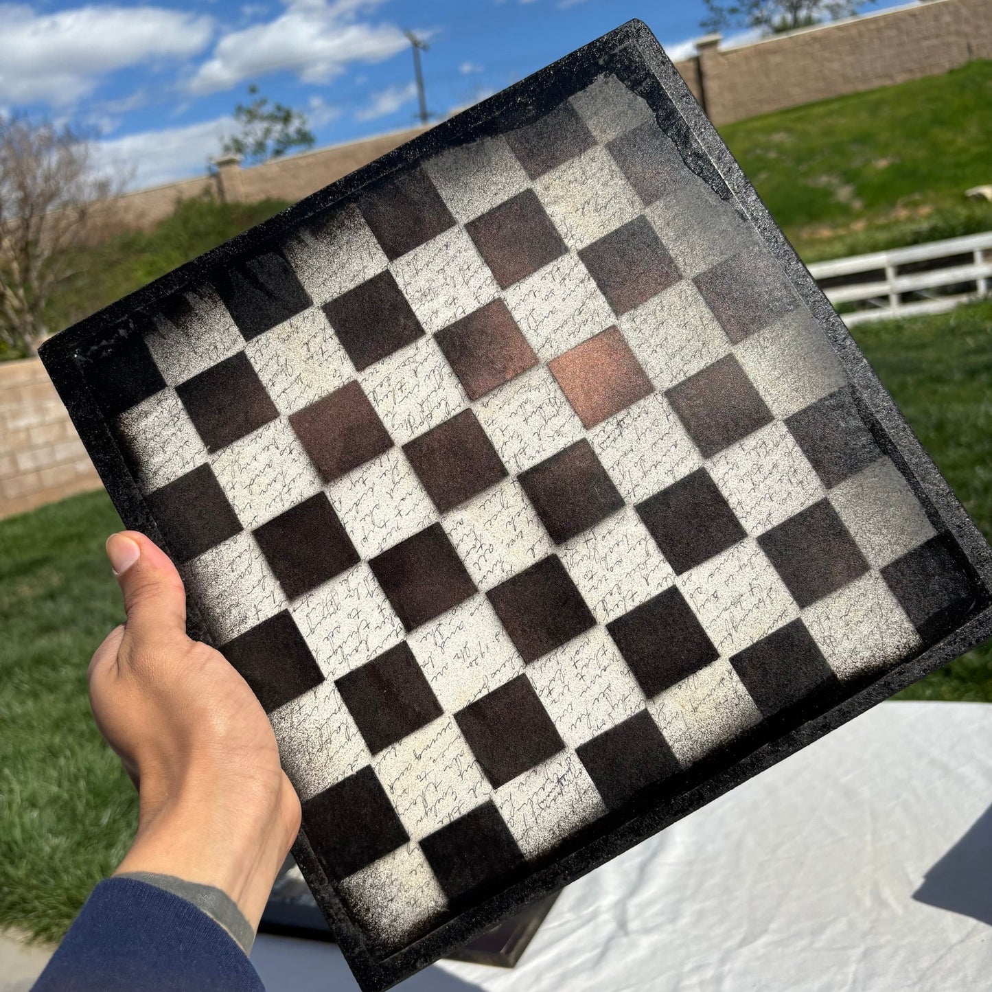 Cursive Writing - Scrapbook Chess Set