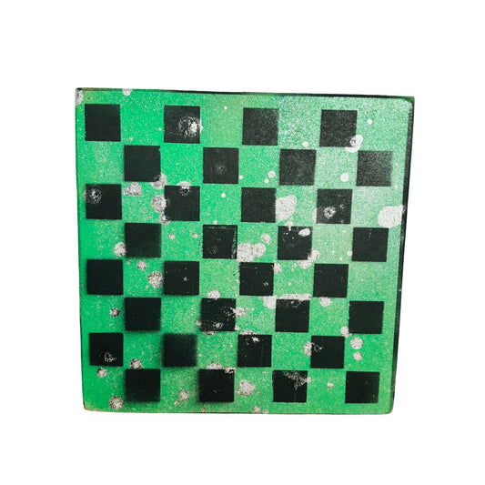 Green & Black Chrome Drip - Painted Double Sided Chess Board