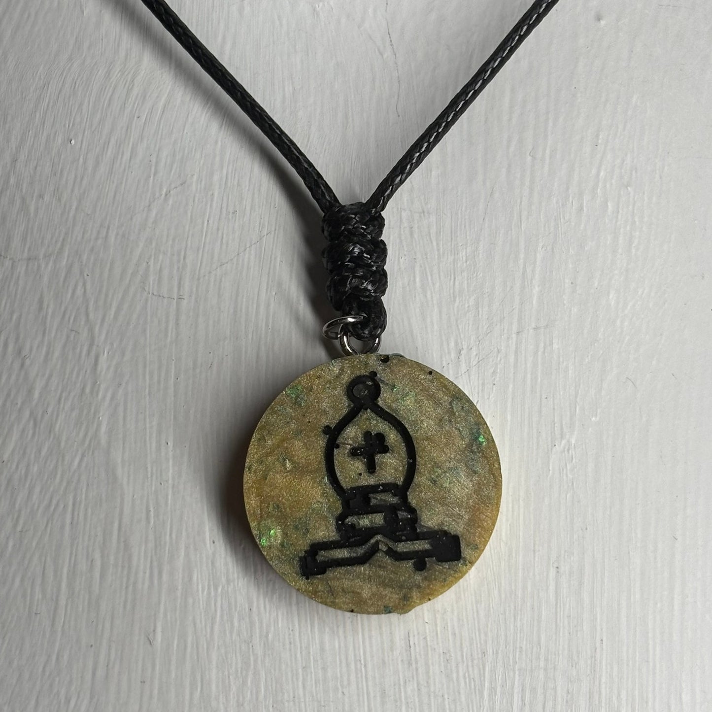 Classic Yellow/Brown Bishop - Handmade Resin Chess Necklace