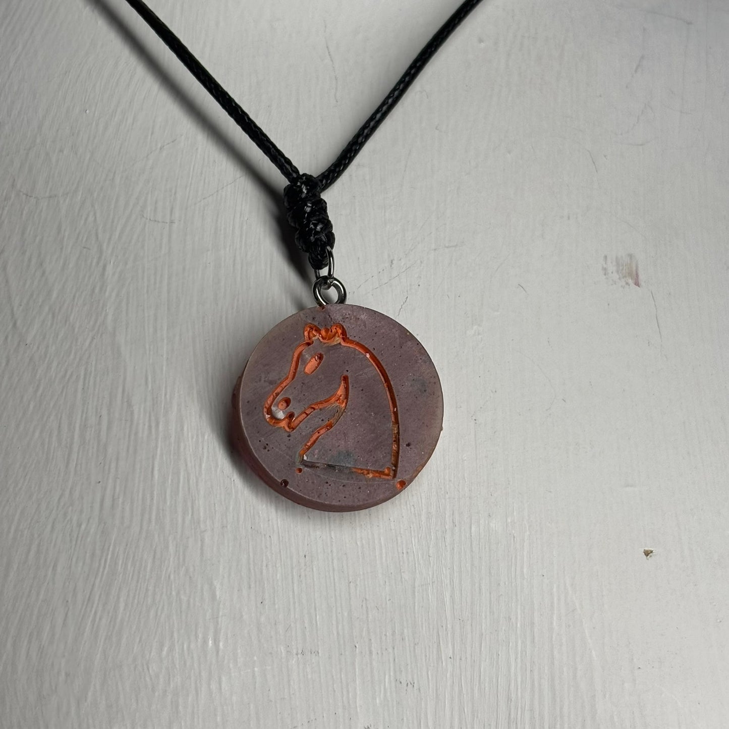 Faded Red Knight - Handmade Resin Chess Necklace