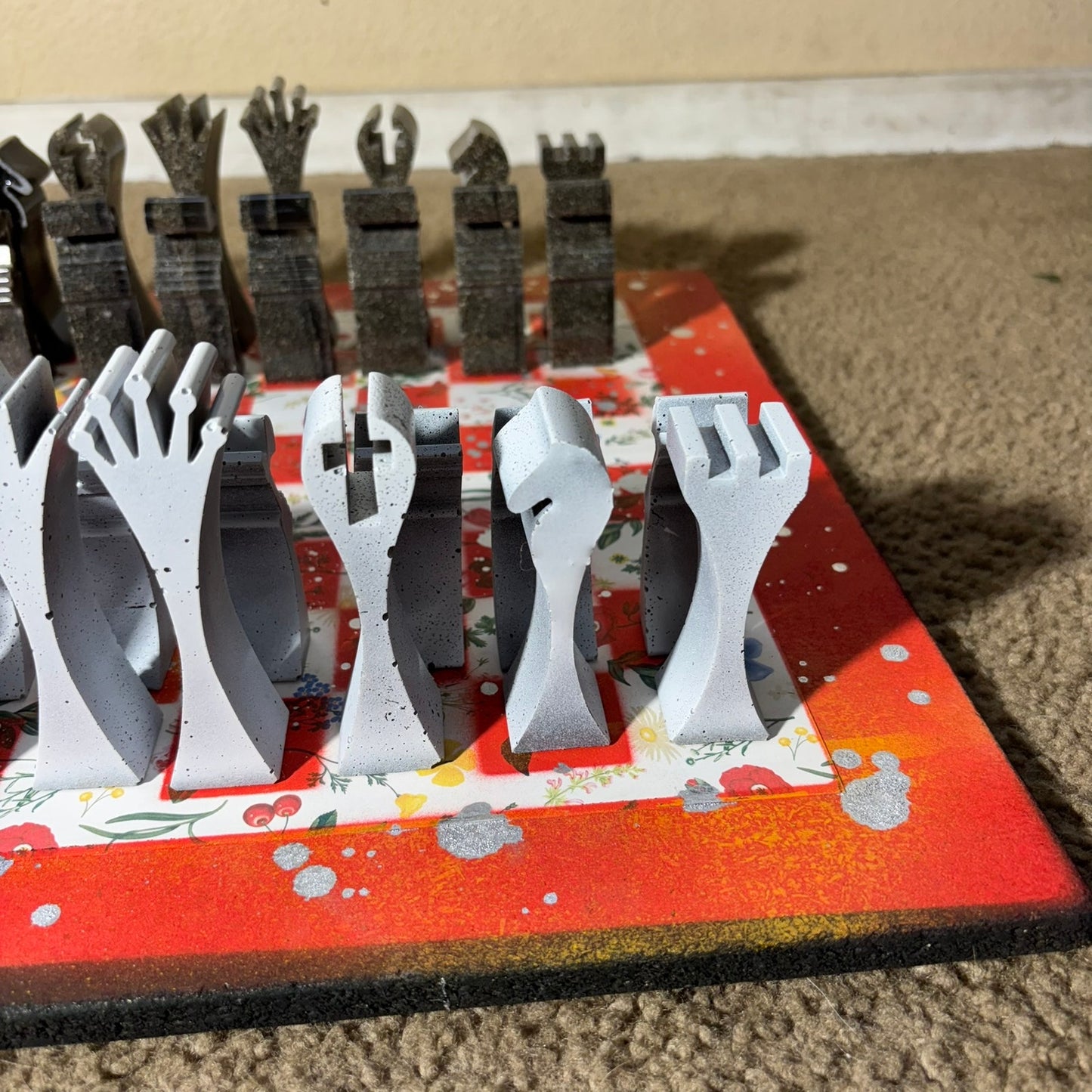 Red Orangish Fire - Large Deluxe Chess Set
