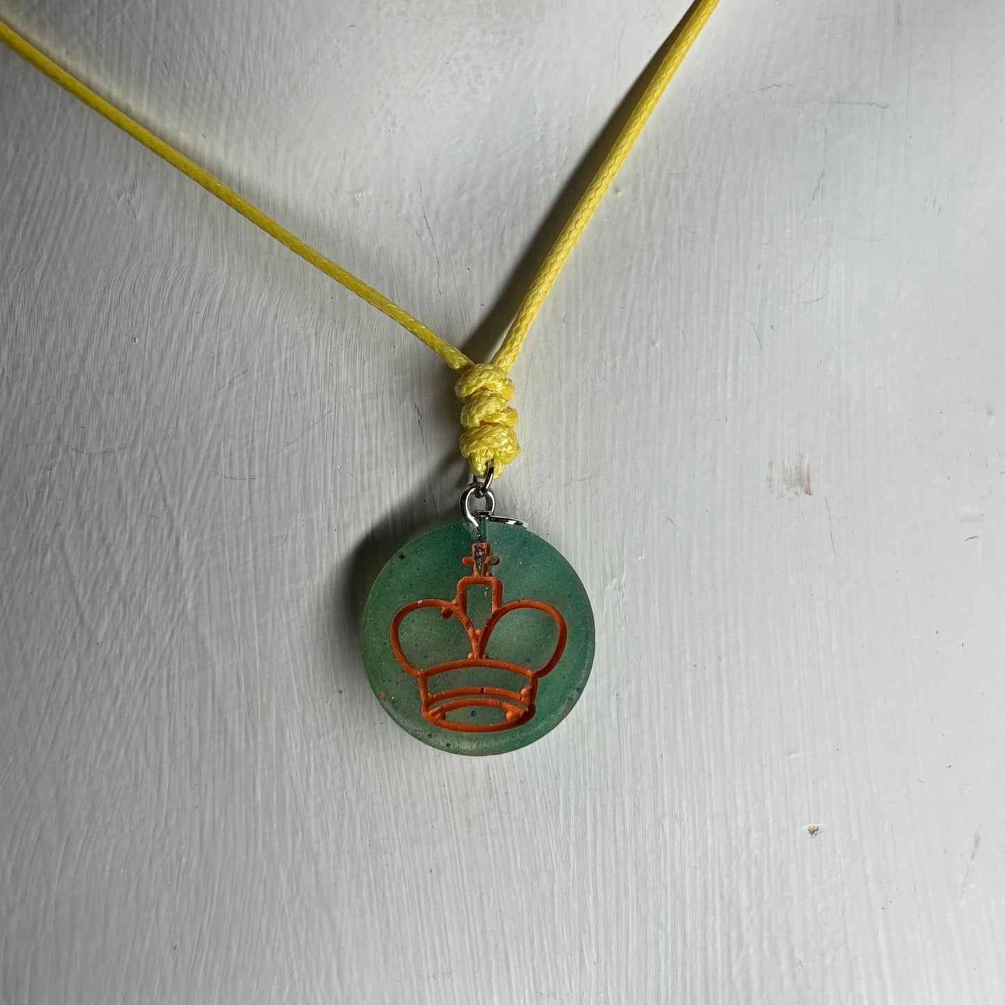 Green Orange King - Handmade Resin Chess Necklace