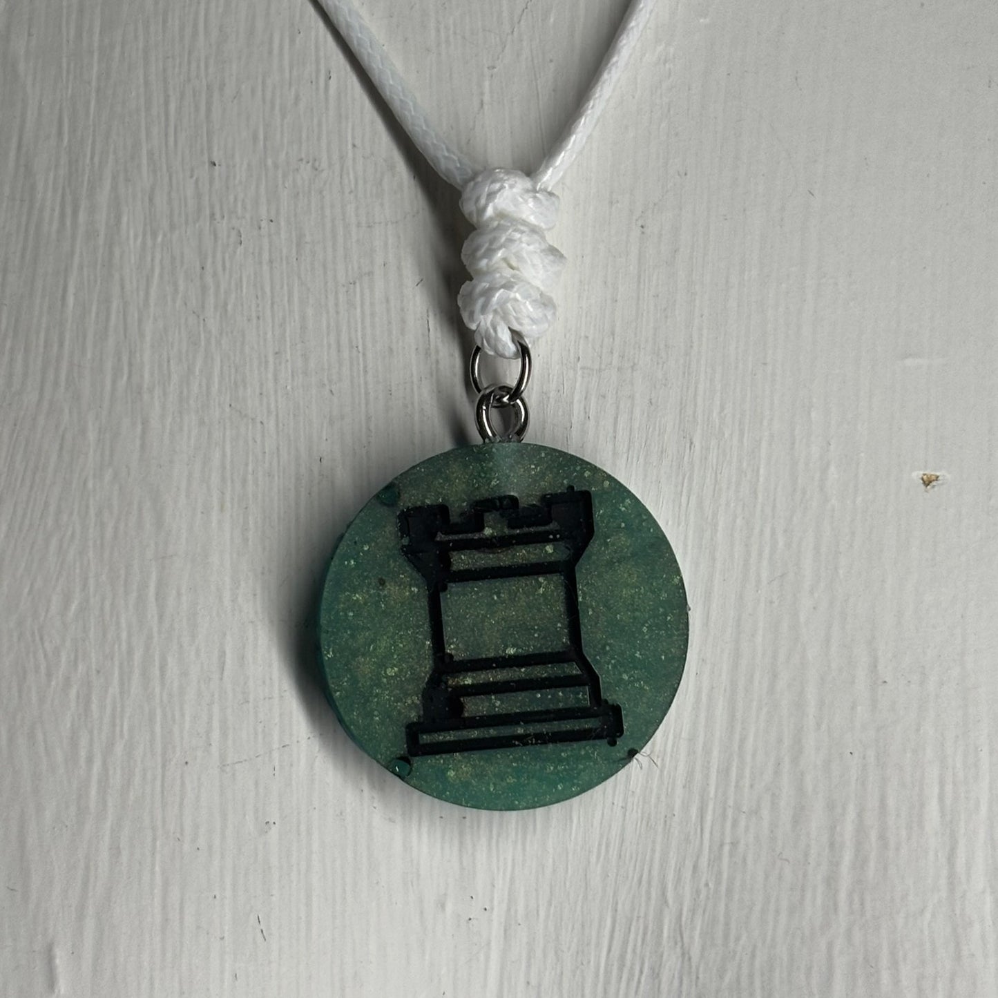 Green Rook - Handmade Resin Chess Necklace