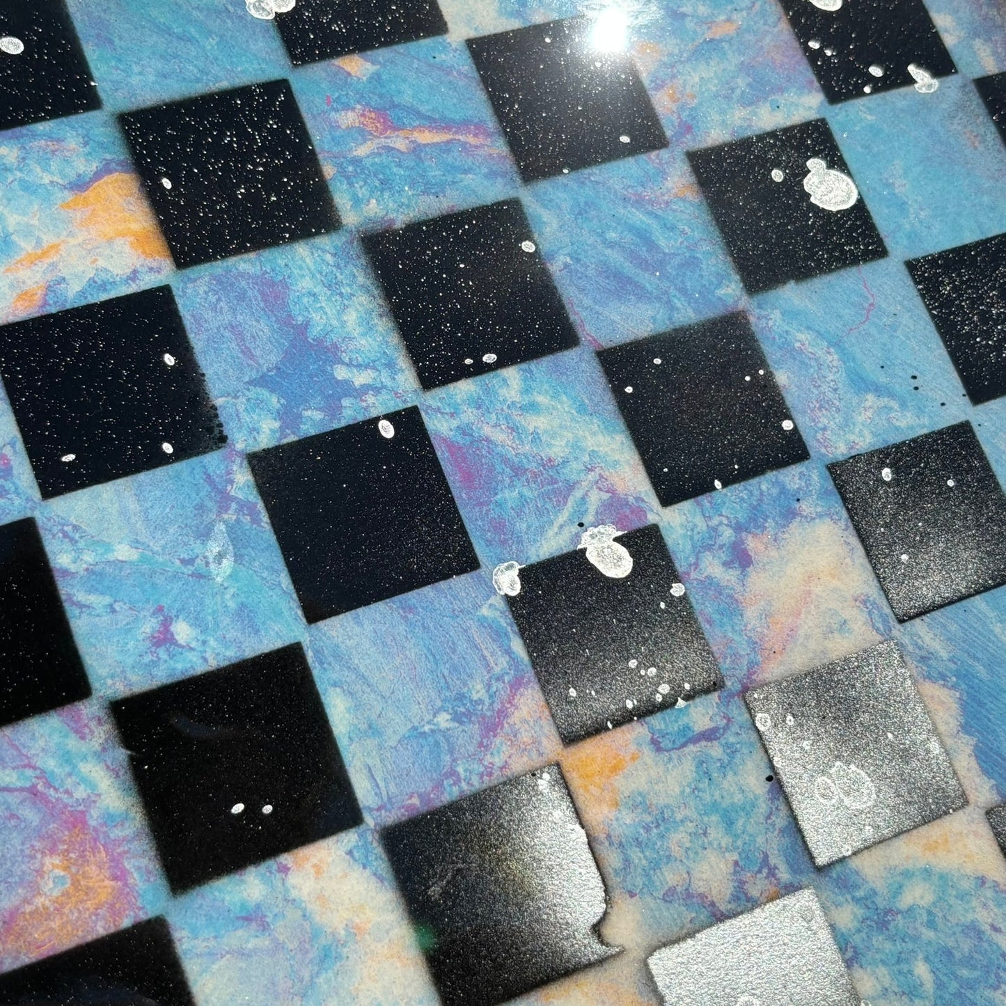 Ruby Blue - Resin Coated Chess Board
