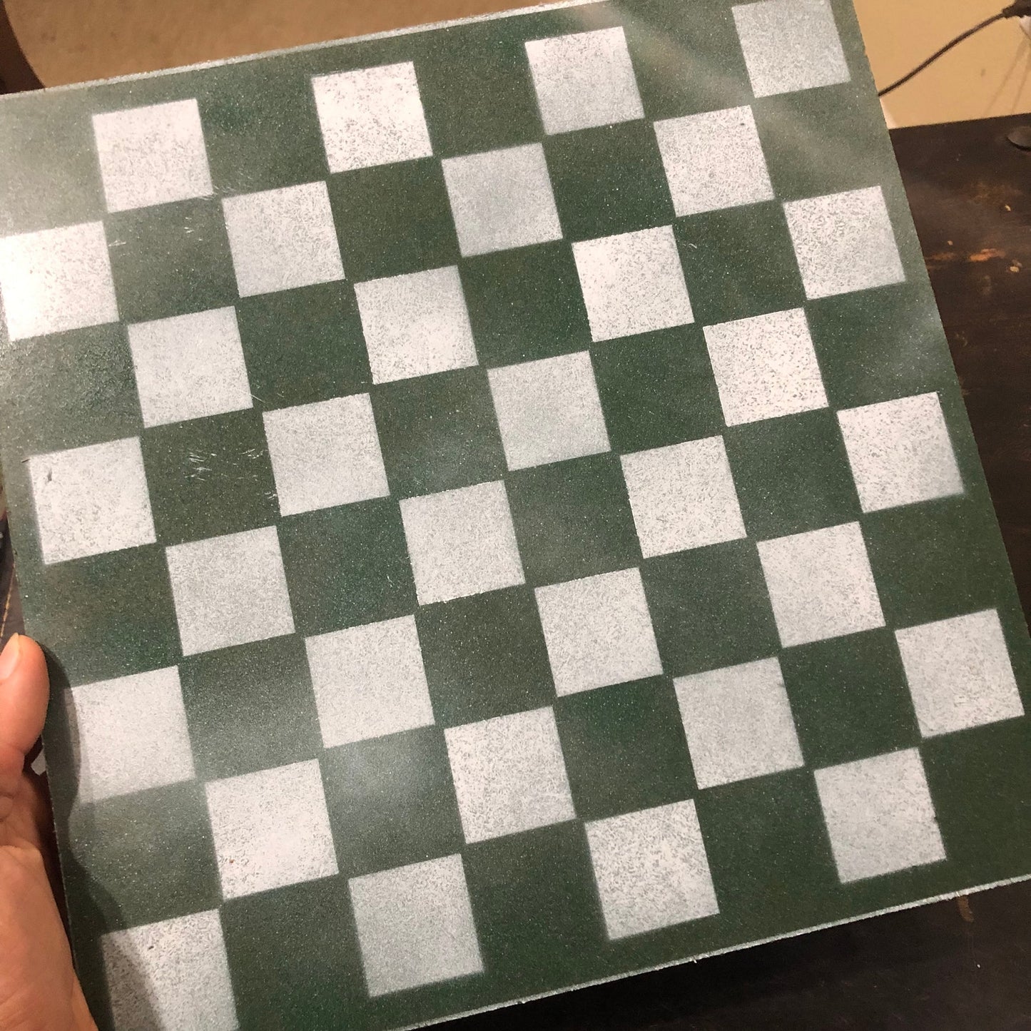 Dark Green & White - Painted Chess Set