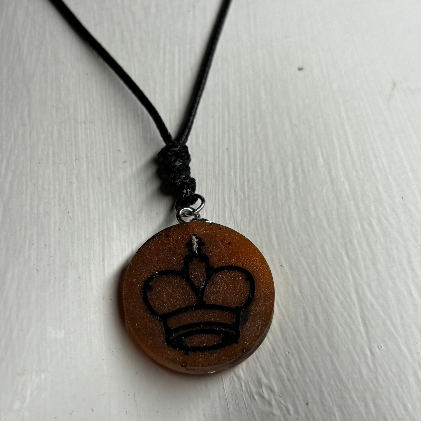Coffee Brown King - Handmade Resin Chess Necklace