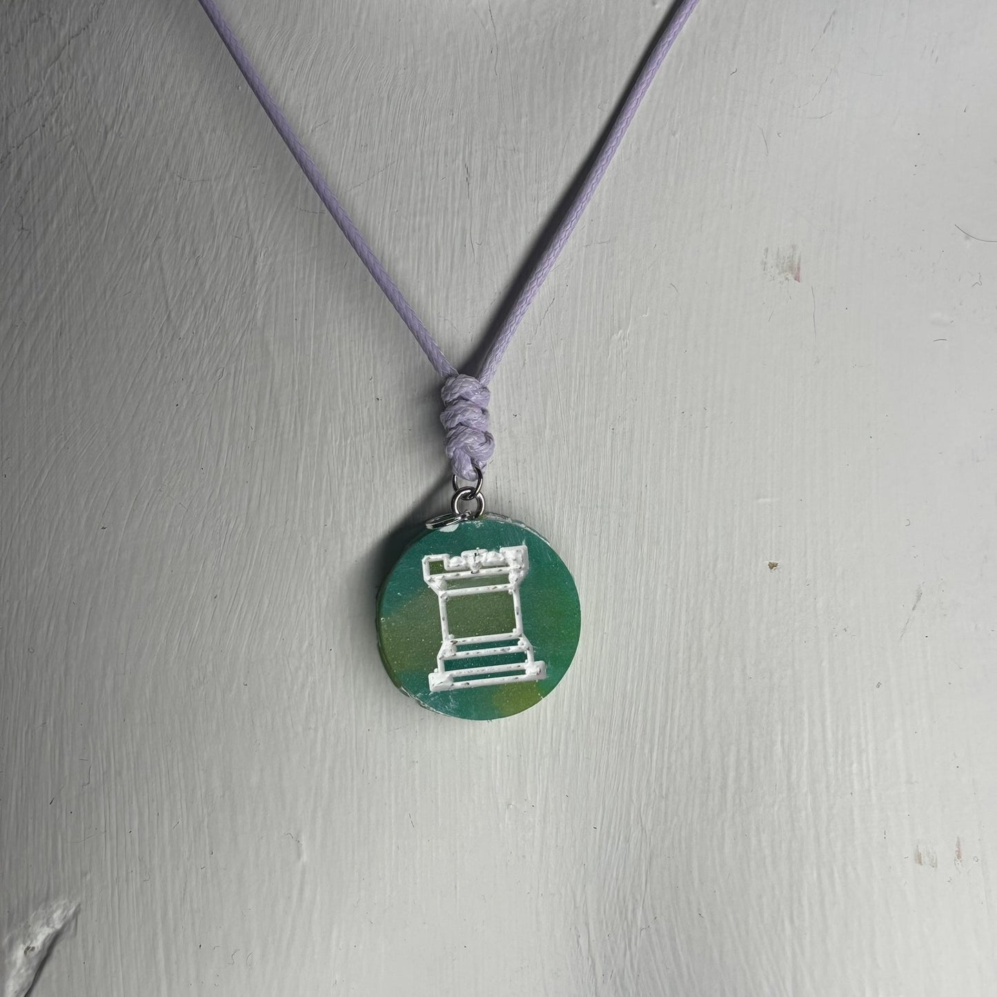 Green Rook - Handmade Resin Chess Necklace