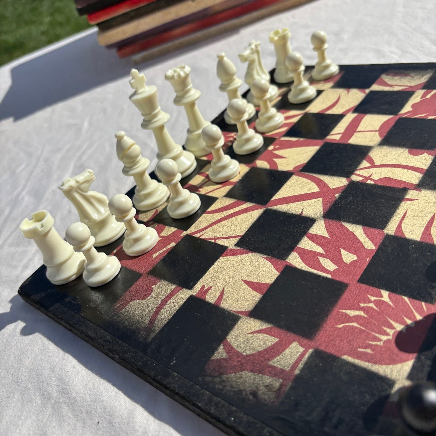 Classic Flower Pattern - Scrapbook Chess Set