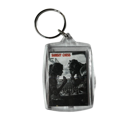 Black & White War - Sunset Chess Photo Keychain