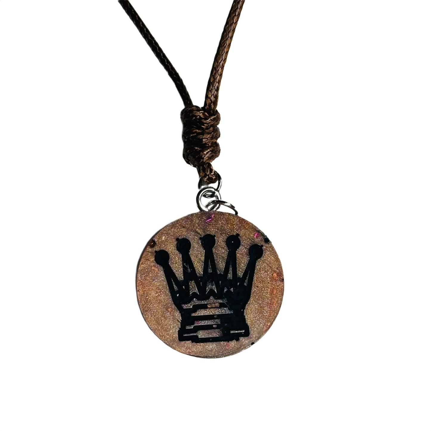 Bronze Brown Queen - Handmade Resin Chess Necklace