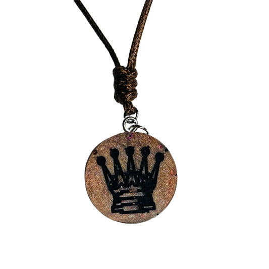 Bronze Brown Queen - Handmade Resin Chess Necklace