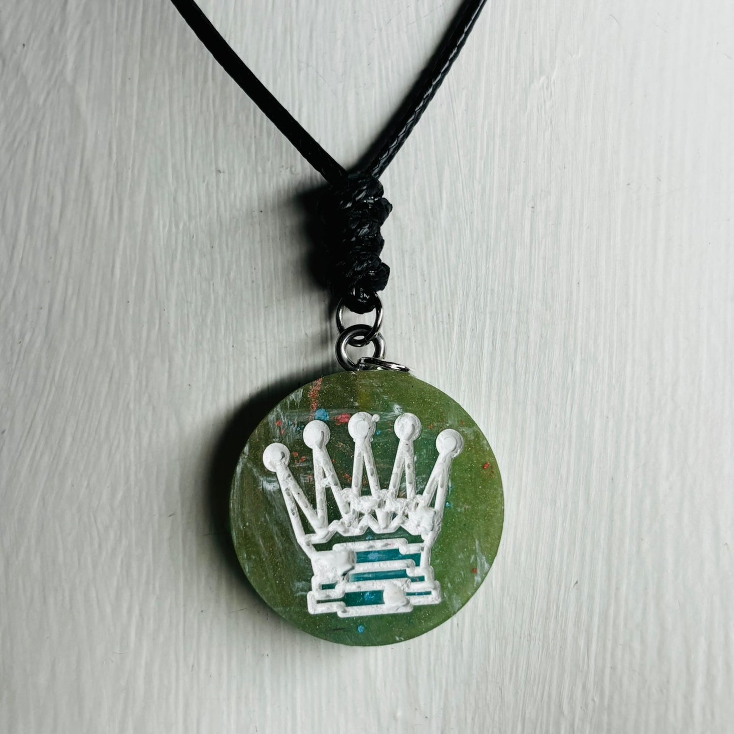 Green Queen - Handmade Resin Chess Necklace