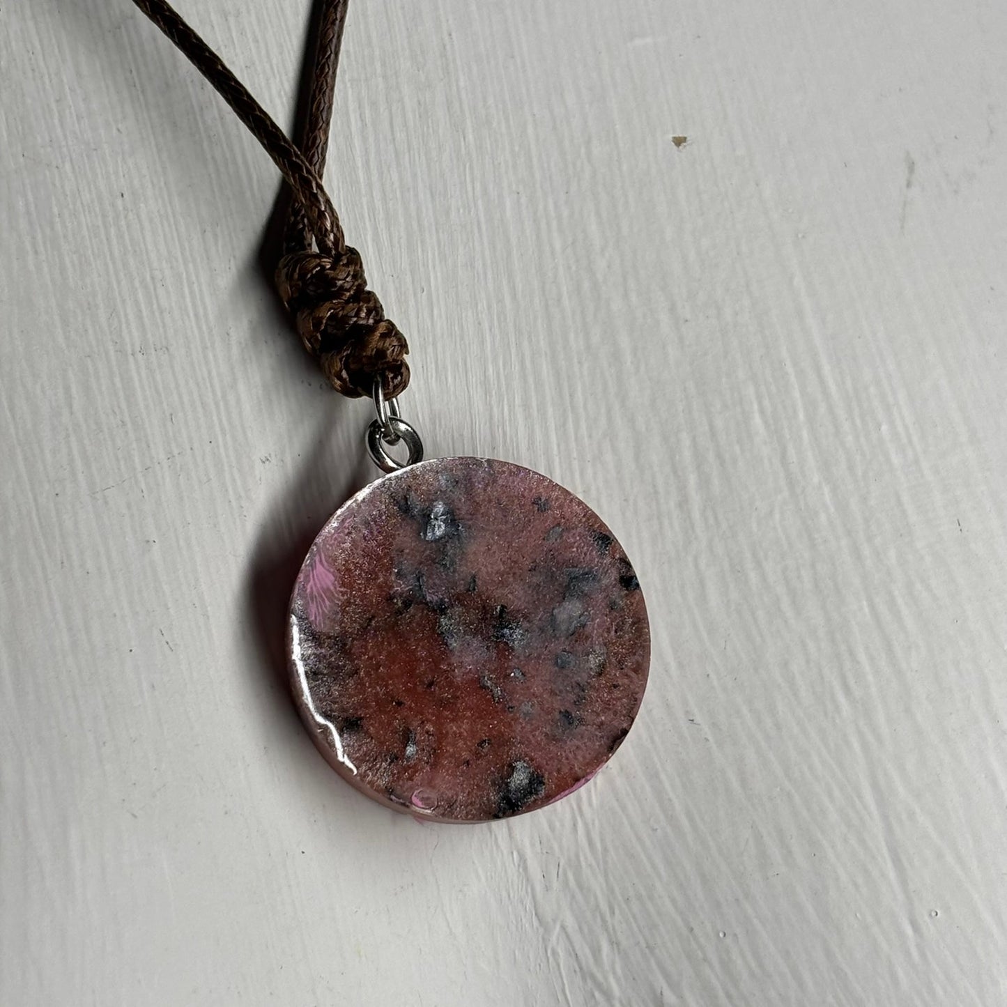 Pink Patterned Rook - Handmade Resin Chess Necklace