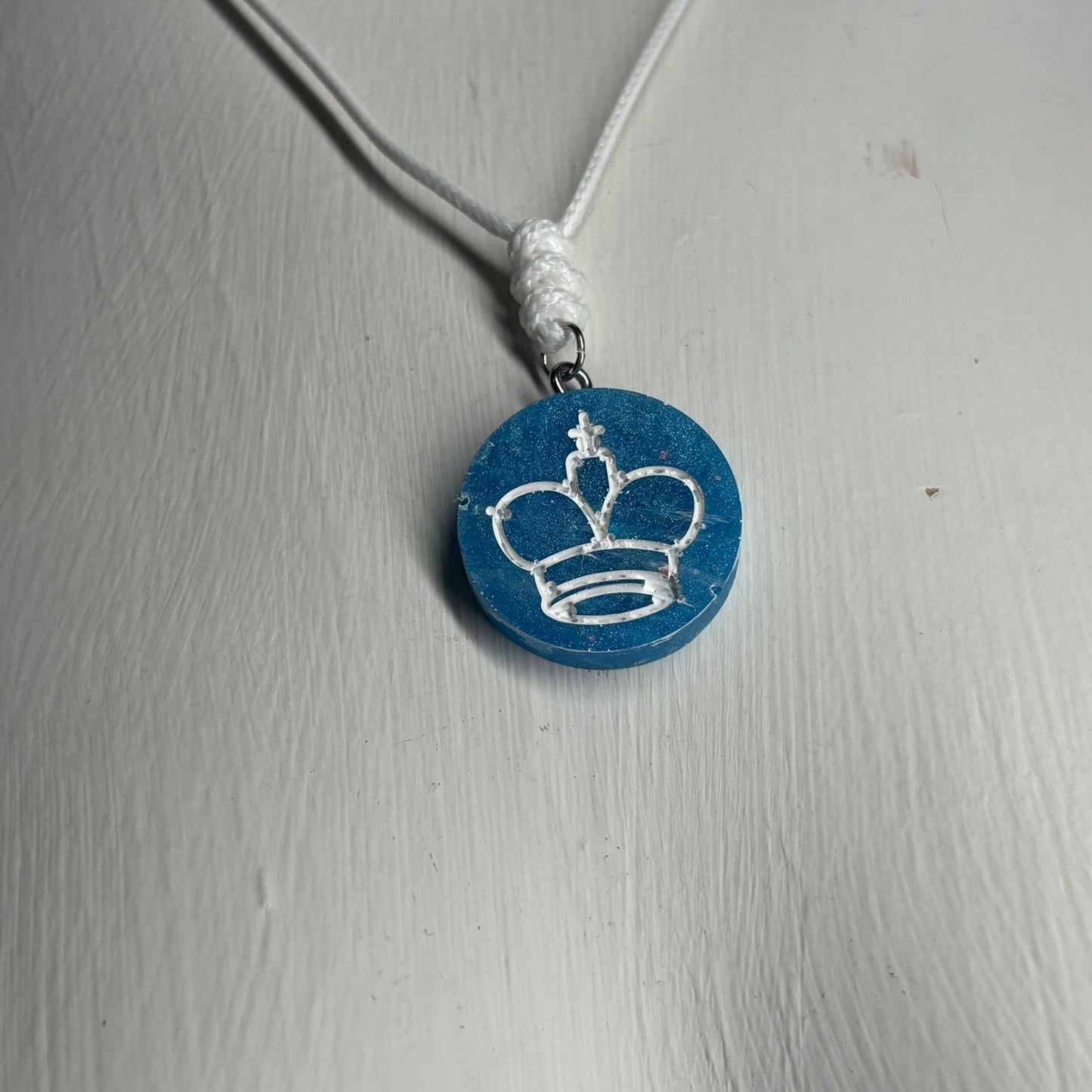 Blue King - Handmade Resin Chess Necklace