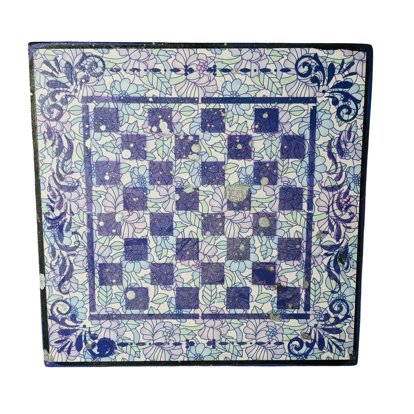 Vintage Purple Flowers - Scrapbook Chess Board