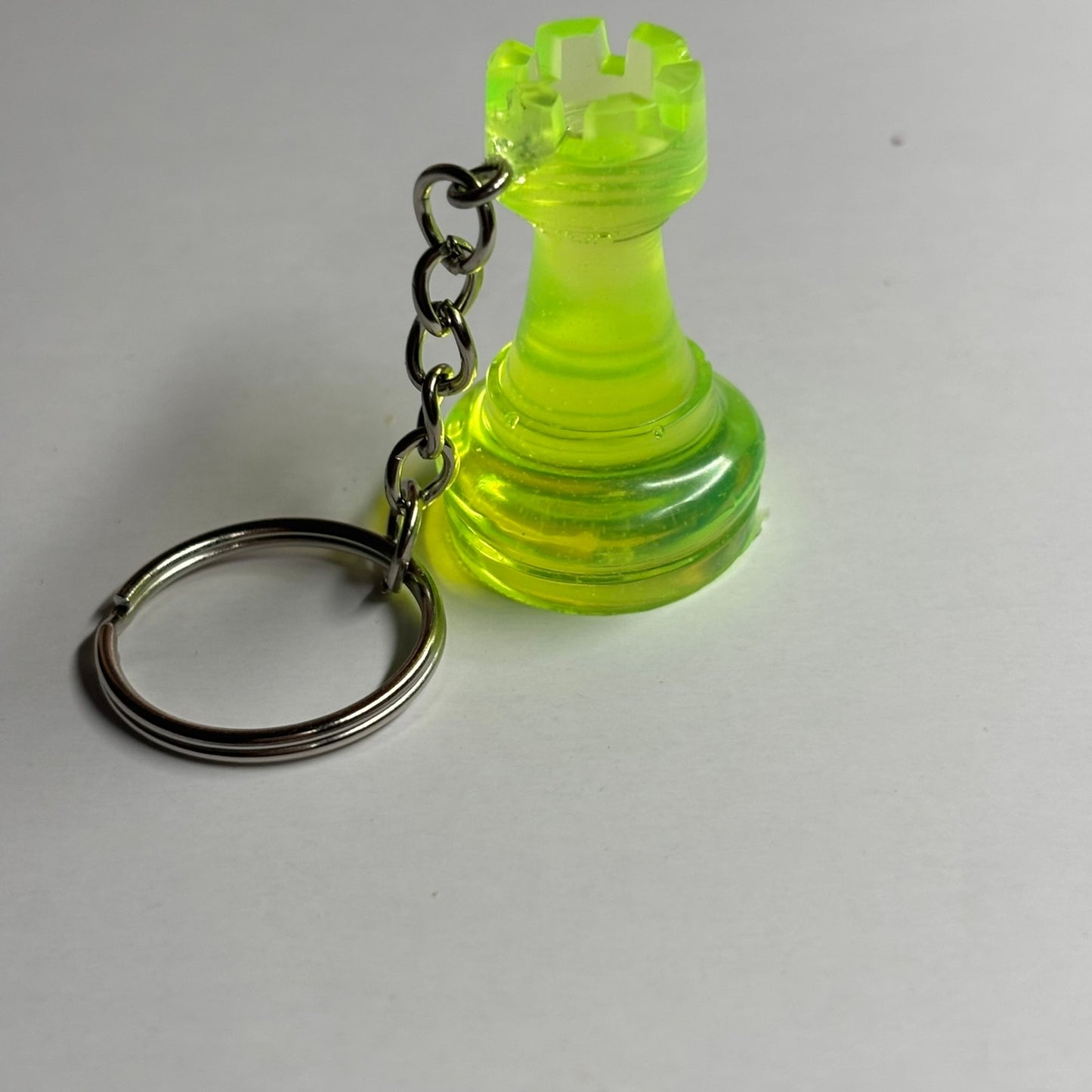 Lime Green Rook - Handmade Resin Keychain