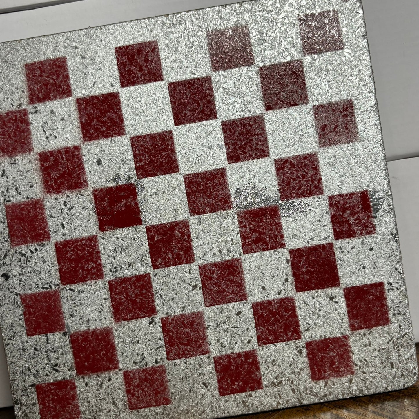 Chrome Red - Painted Double Sided Chess Board