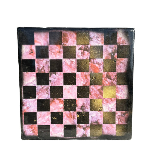 Pink Crystal Gold - Resin Coated Chess Board