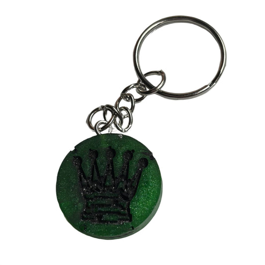 Dark Green Queen - Handmade Resin Keychain - Flat Edition