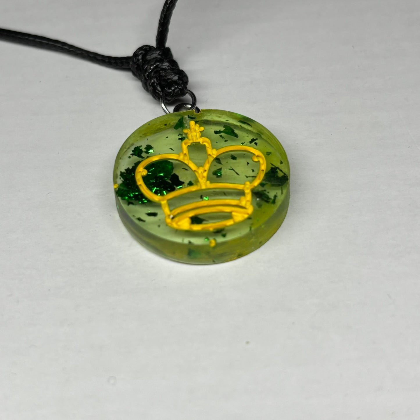 Green Transparent King - Handmade Resin Chess Necklace