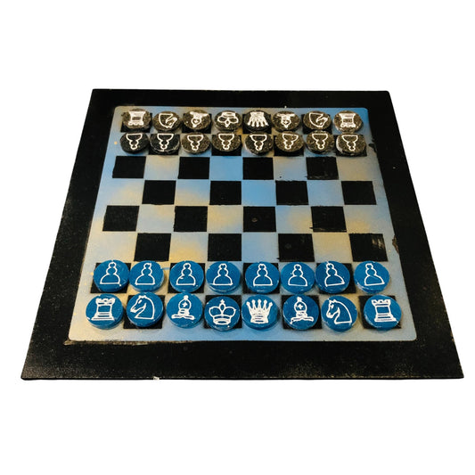 Bronze Blue - Painted Chess Set