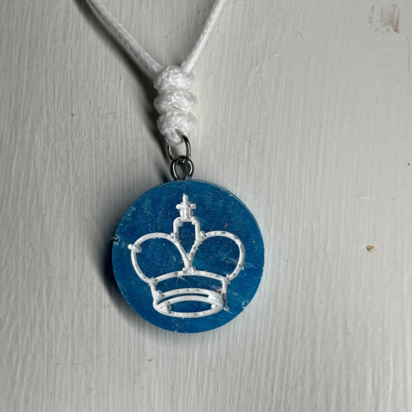 Blue King - Handmade Resin Chess Necklace