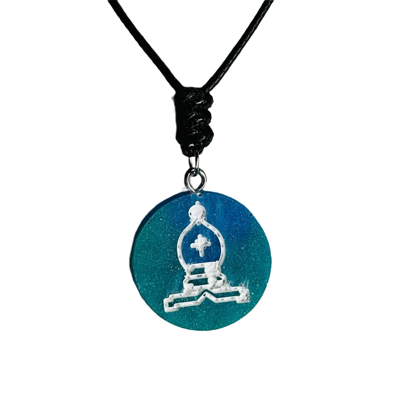 Blue Bishop - Handmade Resin Chess Necklace