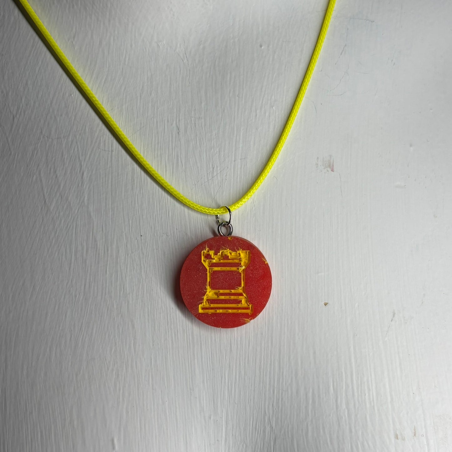 Banana Red Rook - Handmade Resin Chess Necklace