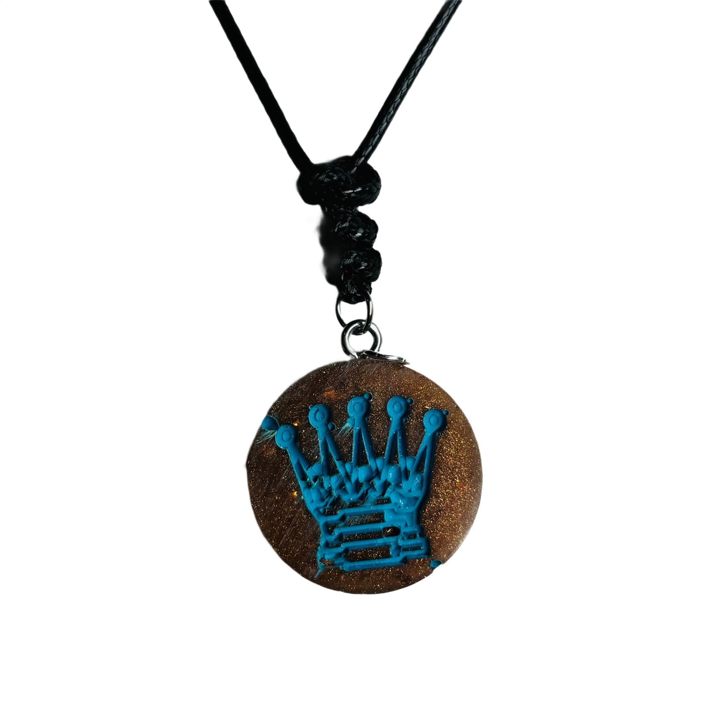 Blue Print Queen - Handmade Resin Chess Necklace