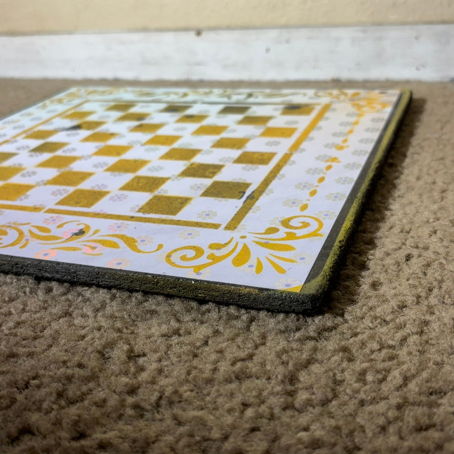 Yellow Chrome Flowers - Scrapbook Chess Board