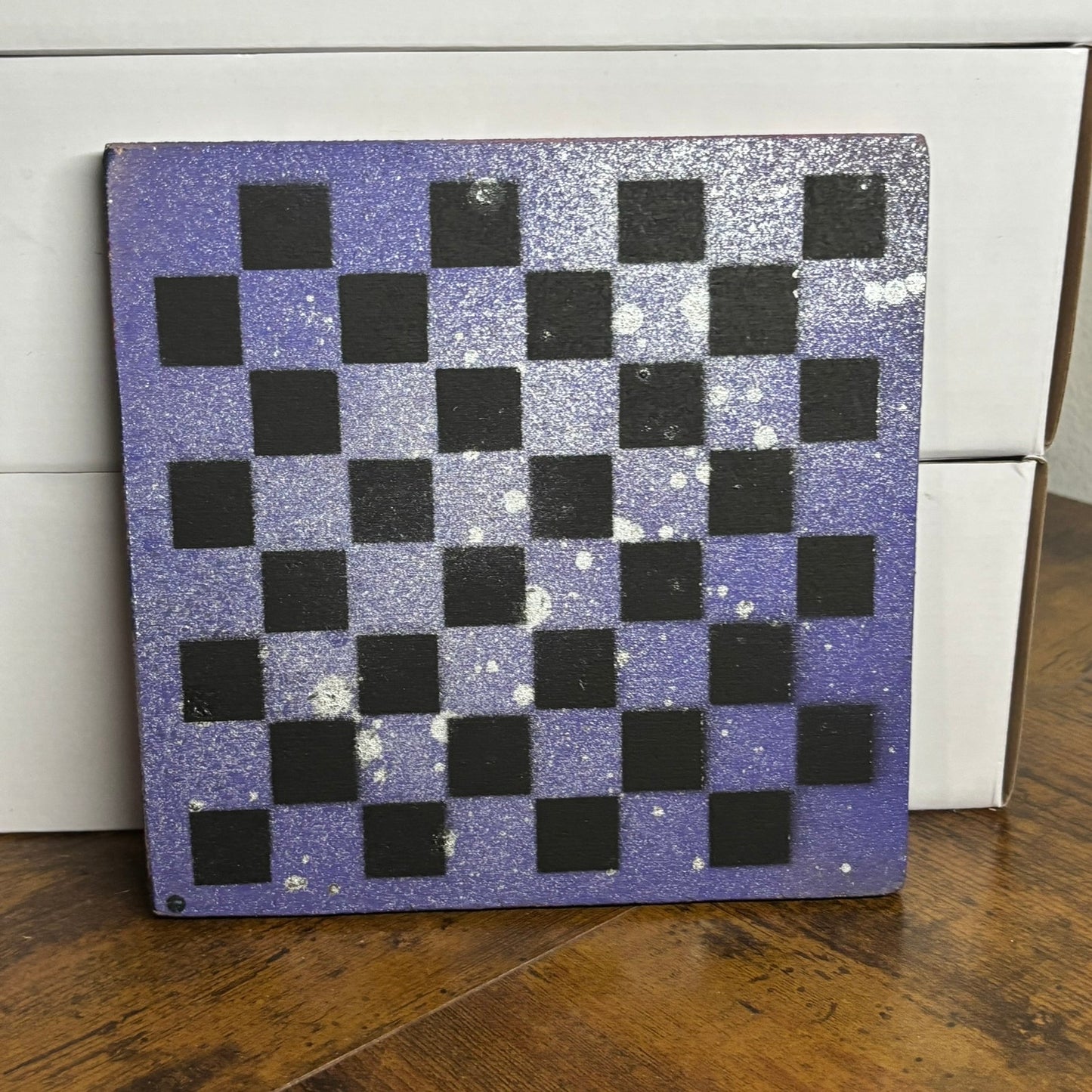 Purple Chrome Splatter - Painted Double Sided Chess Board