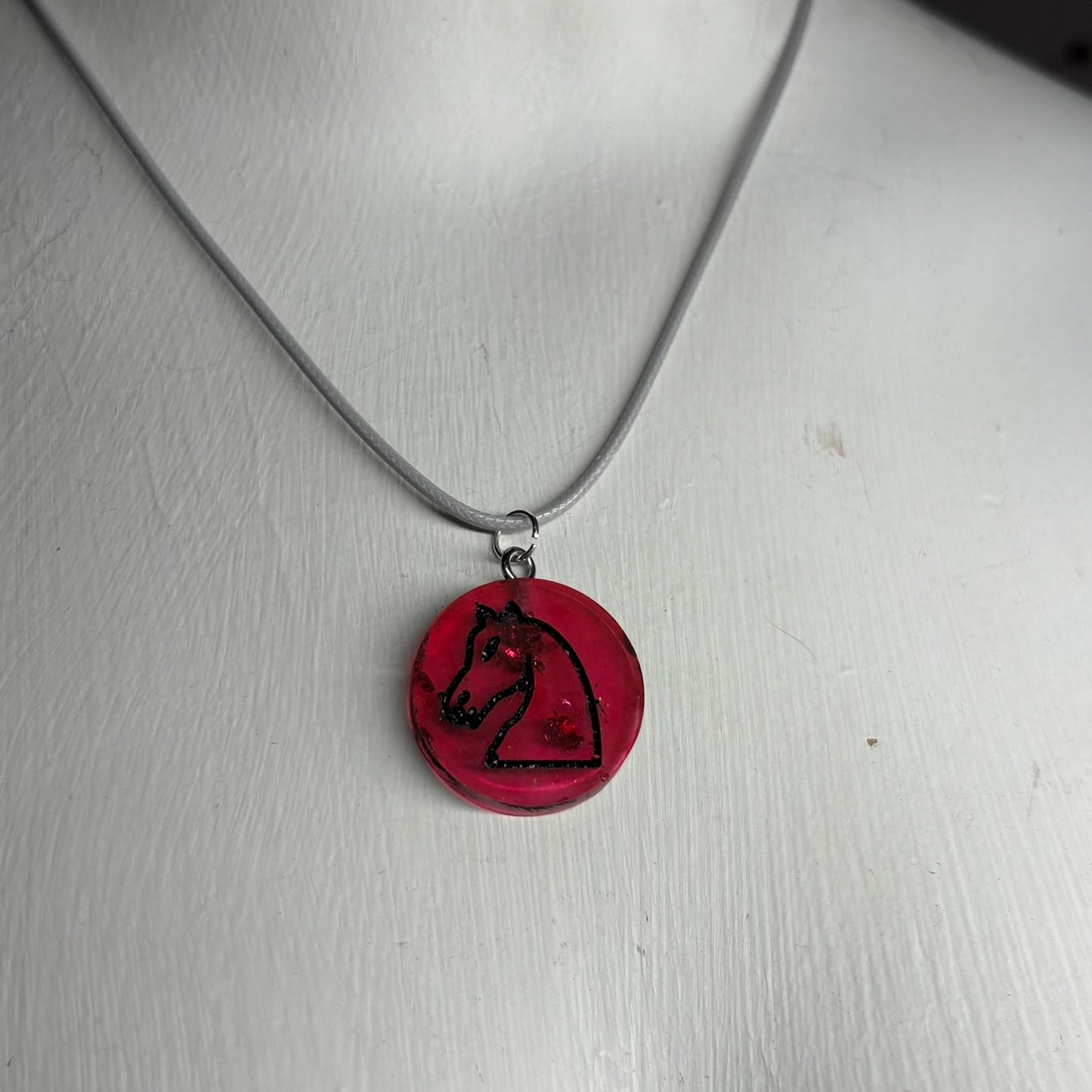 Cool Red Knight - Handmade Resin Chess Necklace