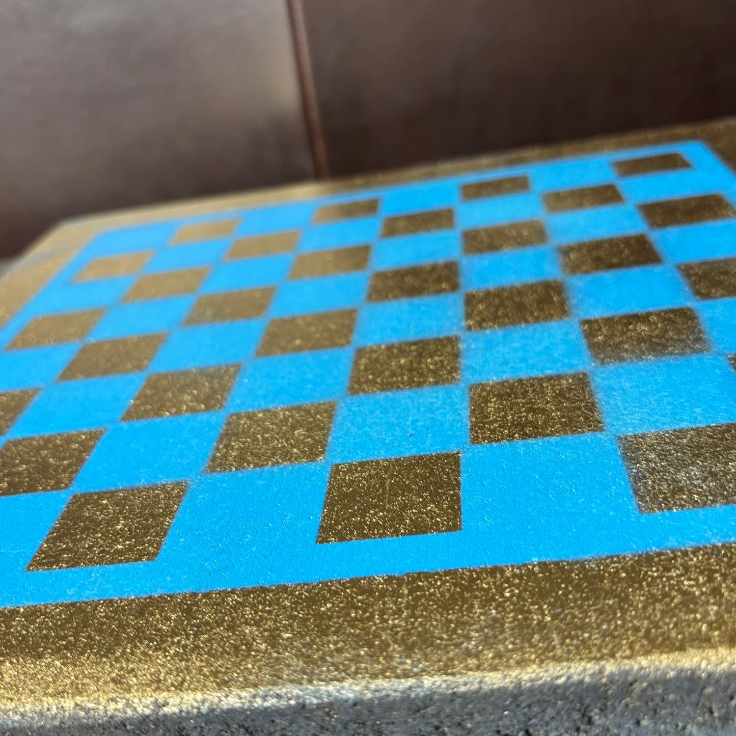 Blue & Gold - Painted Chess Board