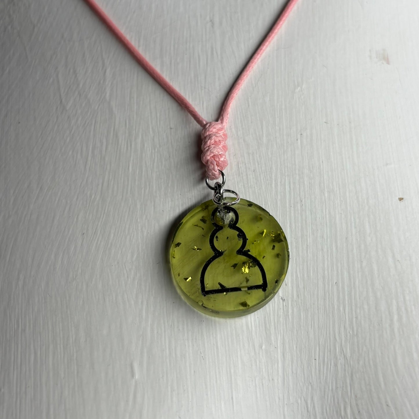 Green Crystal Pawn - Handmade Resin Chess Necklace
