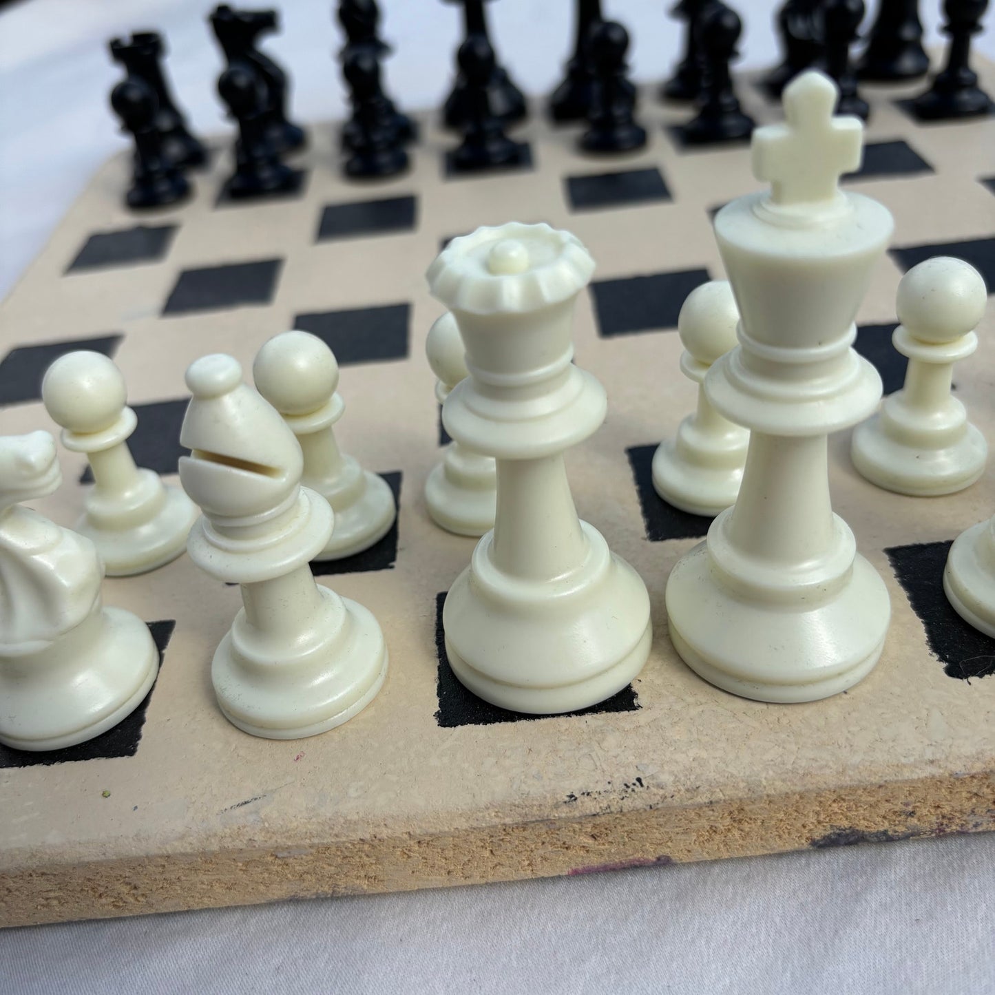 Cream & Black - Painted Chess Set