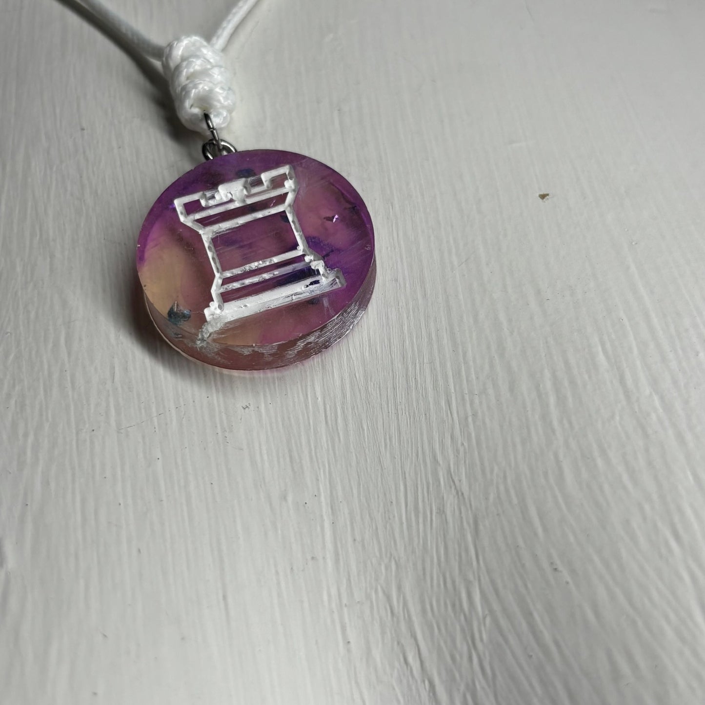 Purple Swirl Rook - Handmade Resin Chess Necklace