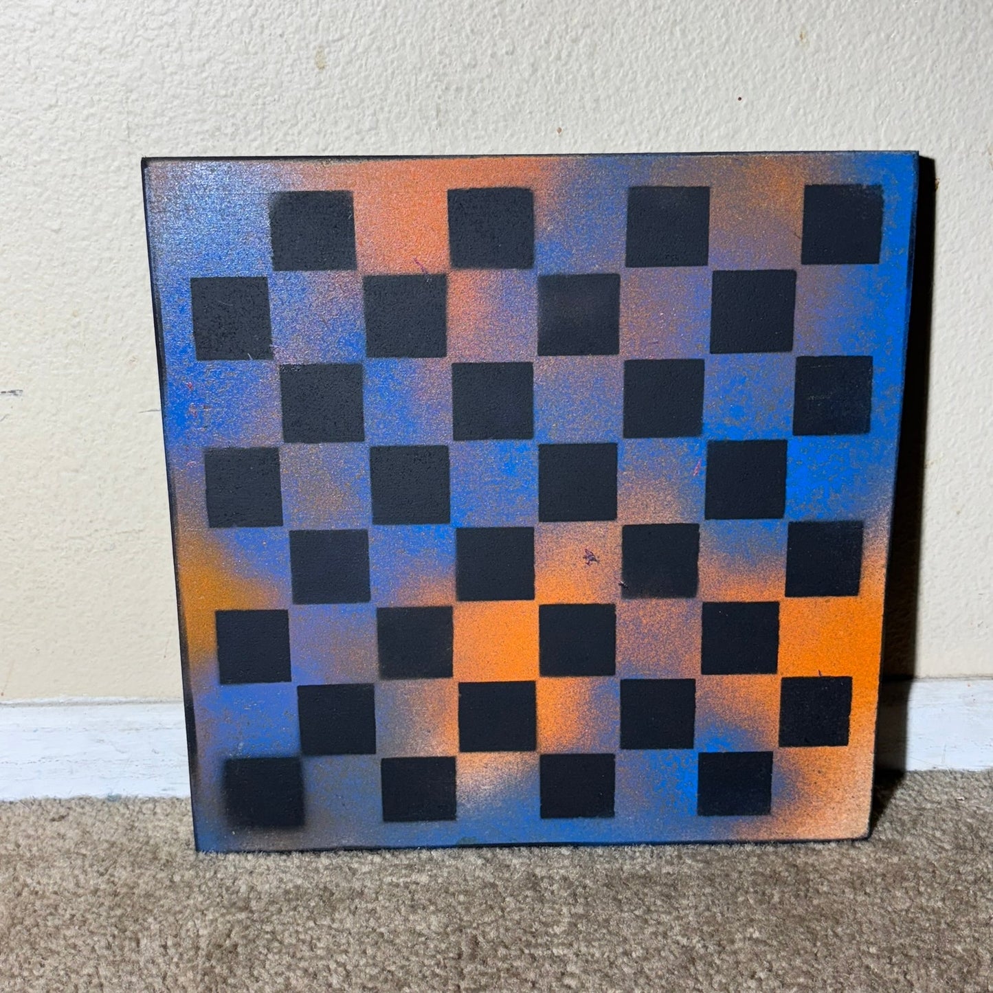 Blue & Orange - Painted Chess Board