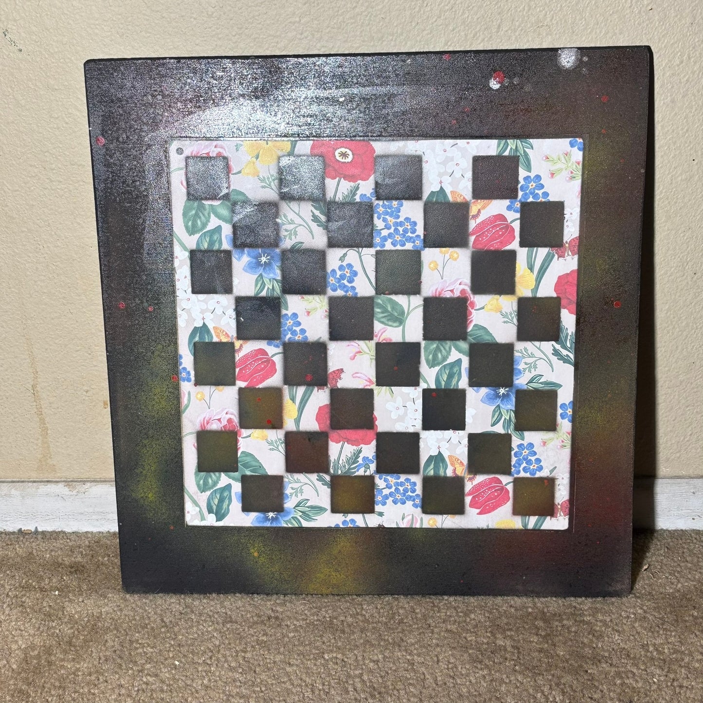 Colorful Flower Garden Pattern - Large Scrapbook Chess Board